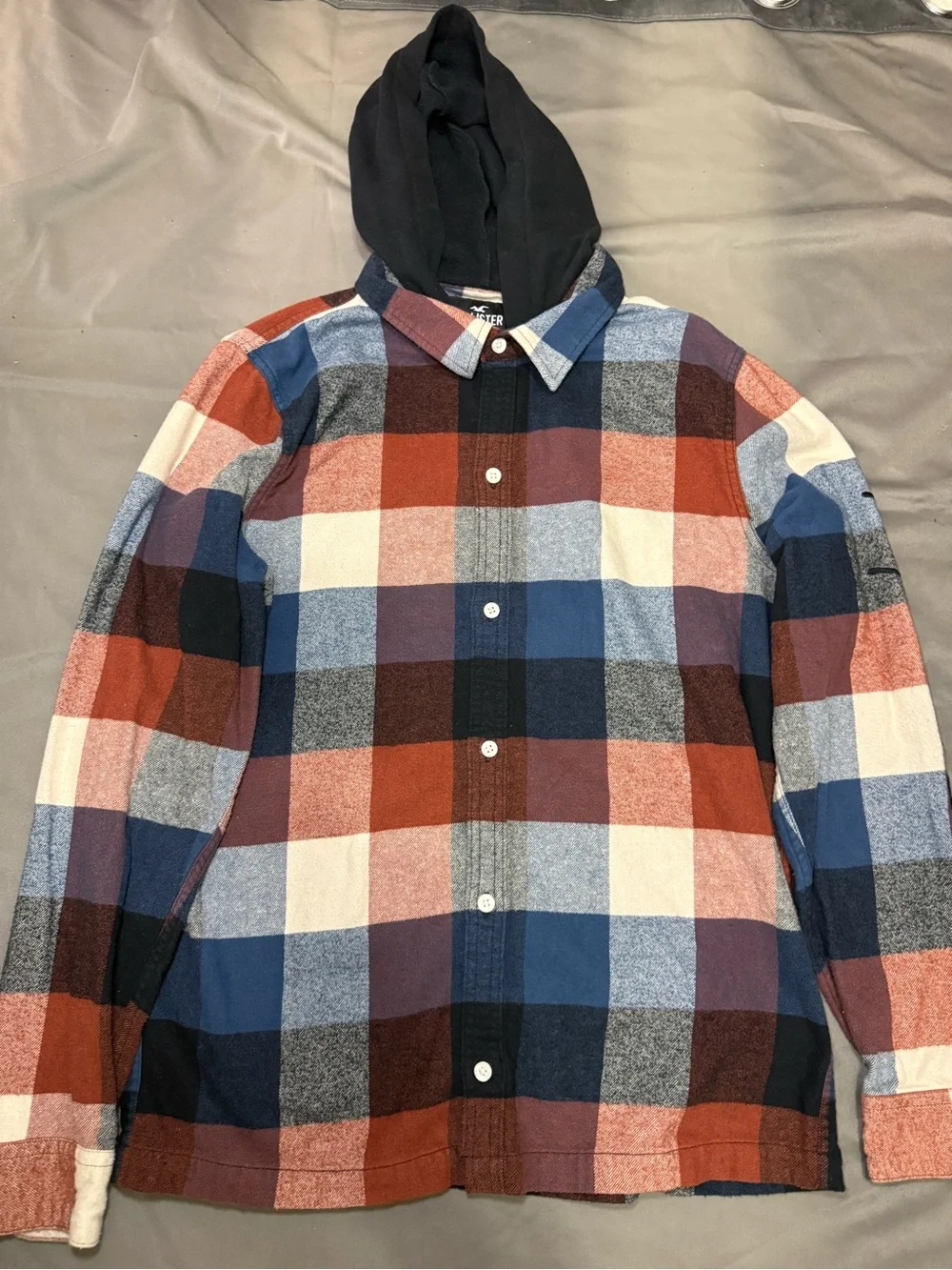 Hollister Men's L Plaid Flannel Button-Front Long Sleeve Shirt Multicolor